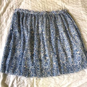 Blue and white leaf print pleated skirt MANGO